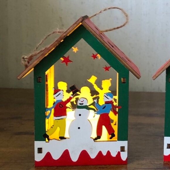 Wood Nativity Lantern Decor LED Candle Set of 3 - Picture 2 of 8